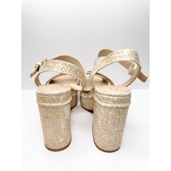 Sam Edelman Tiranna Sandals Womens Size 9.5 Platform Eggshell Raffia Woven - Picture 5 of 10
